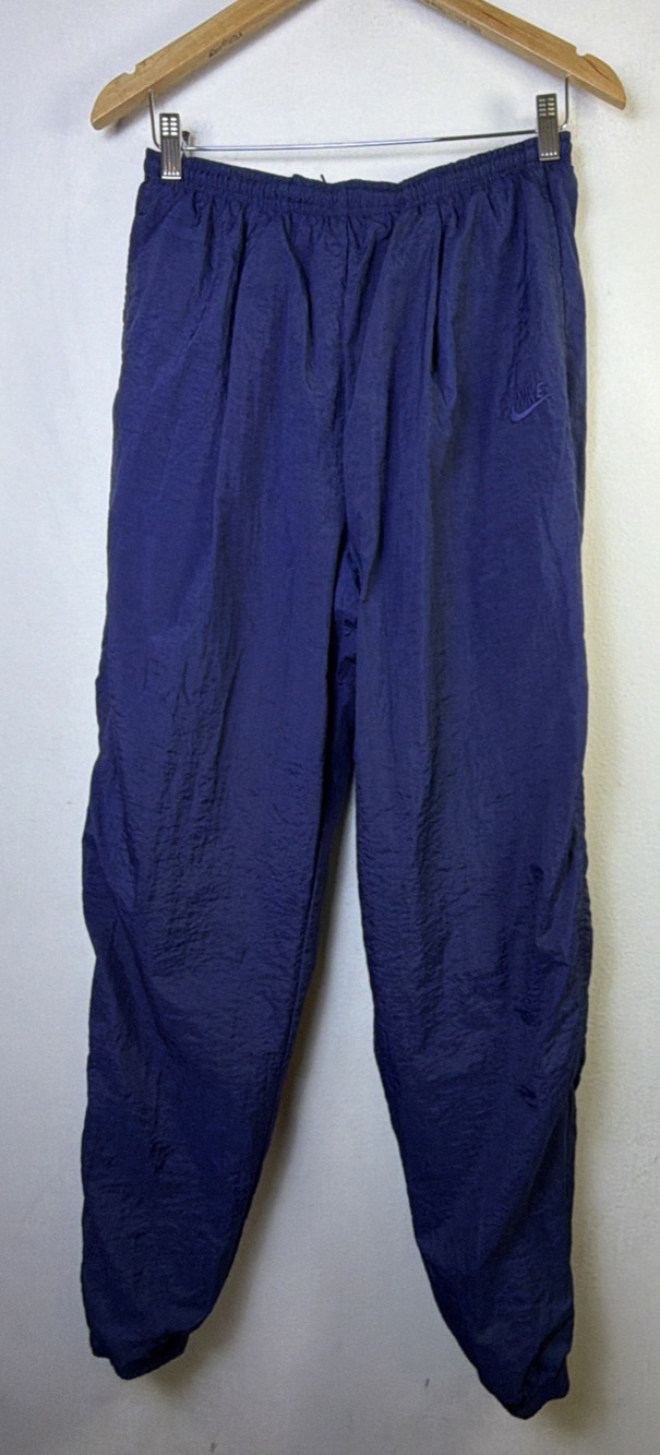 Nike 90s Windbreaker Track Pants Ankle lined Blue 1990s Essential large vintage